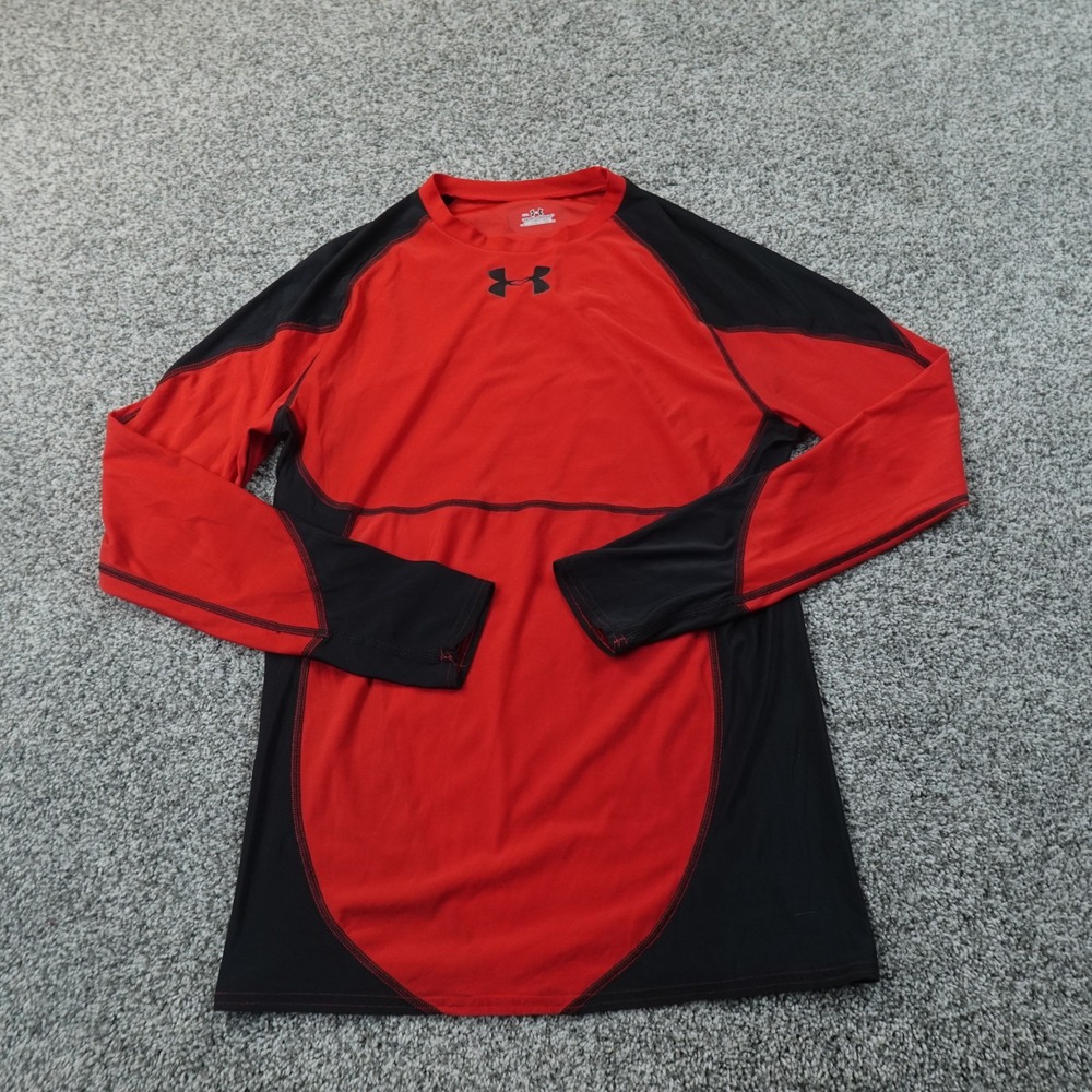 Under Armour Shirt Mens 2XL Red Black Performance Compression Workout Gym Train
